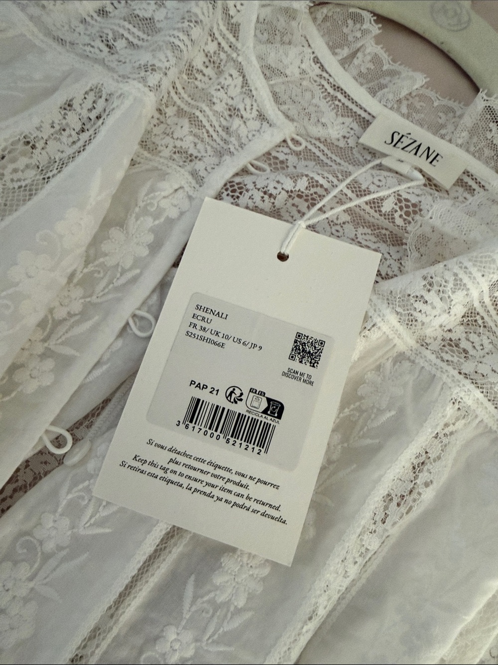 NWT Sézane Shenali Shirt / Blouse in Ecru - Picture 7 of 7